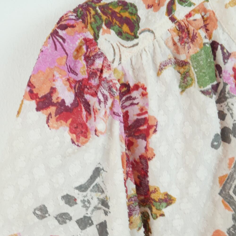 Anthropologie Pilcro Cropped Surf Blouse XL Floral Cotton Popover Top Boho - Picture 4 of 7